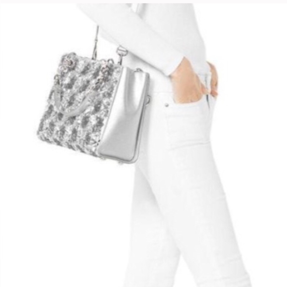Michael Kors Metallic Silver Floral Tote